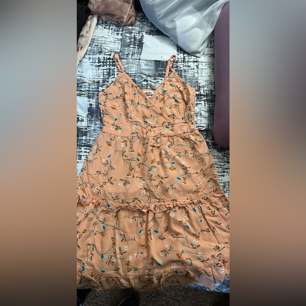 a.n.a Orange Pink Ruffled Tiered Sundress